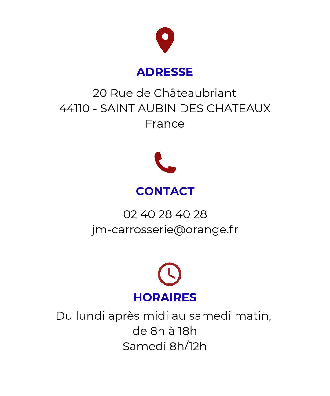 contacts JM Carrosserie Saint-Aubin-des-Châteaux